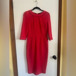 Boden, Red Textured Sheath Dress, Ponte Knit, Tailored Fit, US 6 (UK 10 / 6L)